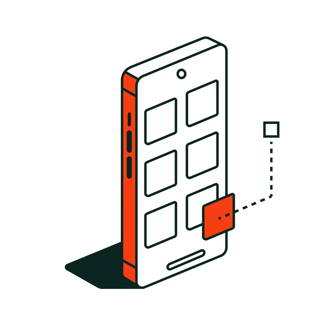 illustration of a phone with button highlighted