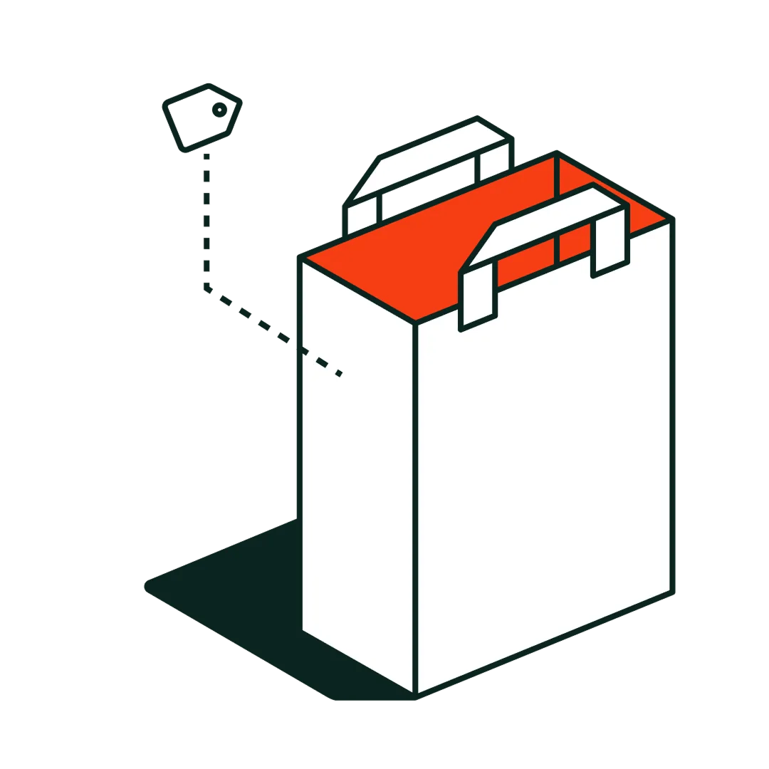shopping bag illustration with price tag
