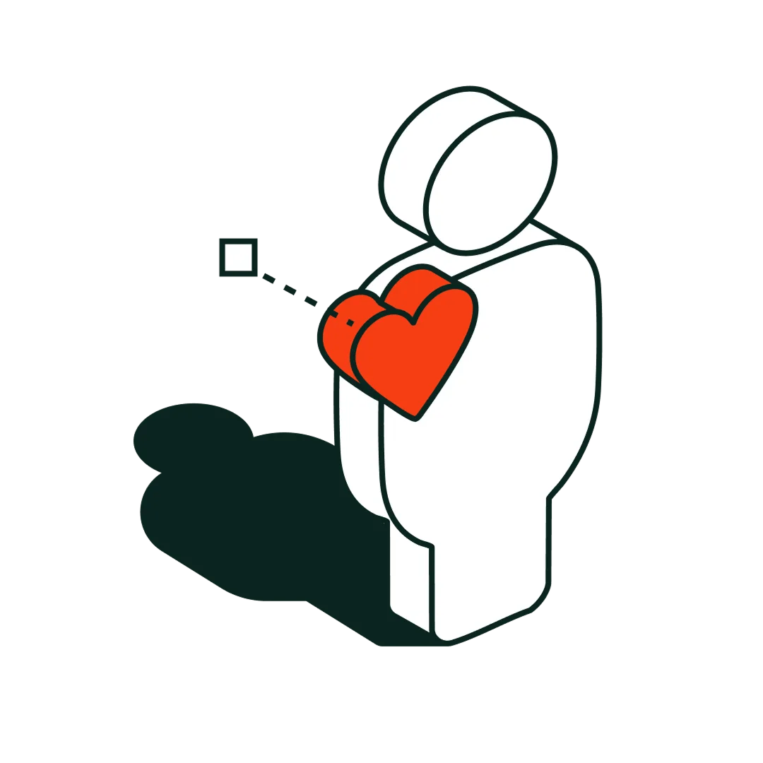 illustration of a standing person with a heart