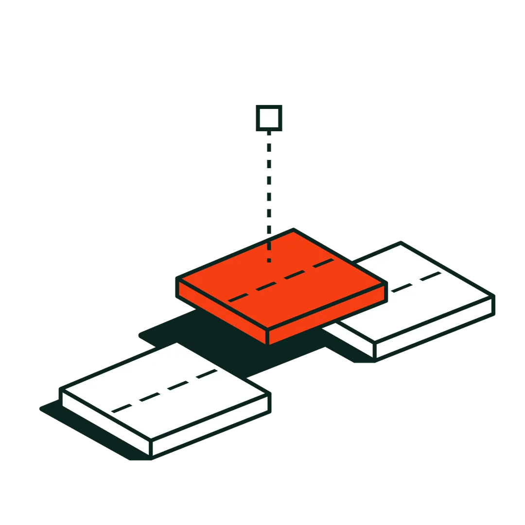 illustration of one flat block fitting between two others